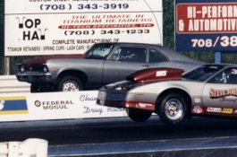 Chevy Nova in a drag race